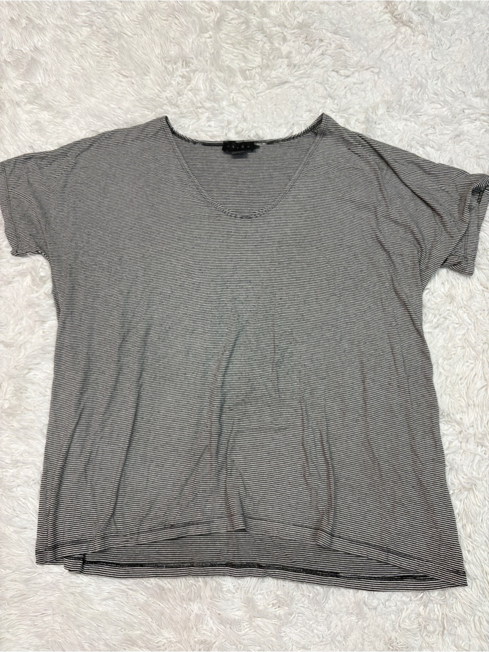 Hatch Black & White Striped Tee